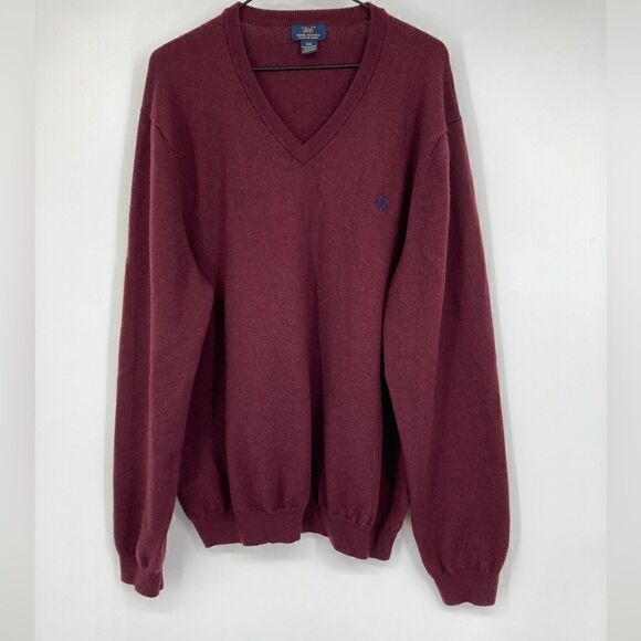 Brooks Brothers 346 V-Neck Extra Fine Merino Men’s Sweater Burgundy Size XXL - Picture 1 of 5
